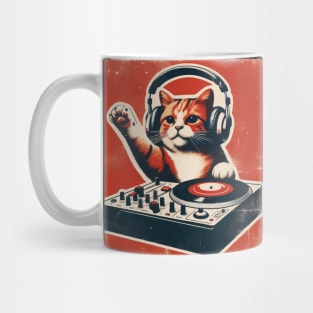 Funny Cute Deejay House Cat Retro Vintage Mug